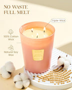 M&SENSE Tropical Spice Peach Scented 35oz 150H Burn Time, 3-Wick Natural Aromatherapy Candle Highly Scented Long Lasting, Home Fragrance Housewarming Gifts New Home Gift Ideas