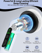 Electric Spin Scrubber for Cleaning Bathroom, Shower Scrubber Cordless Cleaning Brush with IPX7 Waterproof & 2 Speed, 3 Brush Heads, Bathroom Cleaning Supplies for Shower Tub Tile Toilet Purple