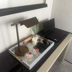 14x20 Inches Silver Faux Leather Wrapped Wood Serving Tray with Metal Handles for Various Occasions, Ottoman, Home Decor Decorative, Living Room, Coffee Table Organizer, Serving Breakfast On Bed