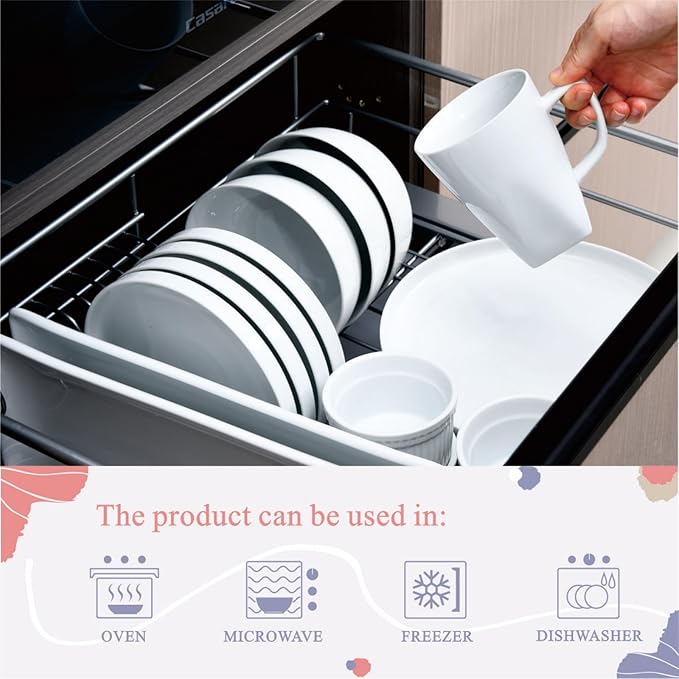 Miicol Porcelain Coffee Mugs Set of 6, Large Coffee Cups 14 oz, White Tea Cups, Ceramic Mugs for Latte, Cappuccino, Milk, Cocoa, Square Bottom, Microwave & Dishwasher Safe