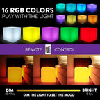Mr.Go 12-inch Rechargeable Magic LED Light Cube Stool with Remote Control Fun Mood Lamp Soothing Night Light Decorative Lighting for Home Kids Bedside Bedroom Nightstand Nursery Pool Party