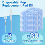 Duster Refills for Swiffer, 360° Thickened Kit with 30 Count Disposable Microfiber Feather Dusters for Office,Window and Furniture Cleaning, Include 2 Extendable Handles