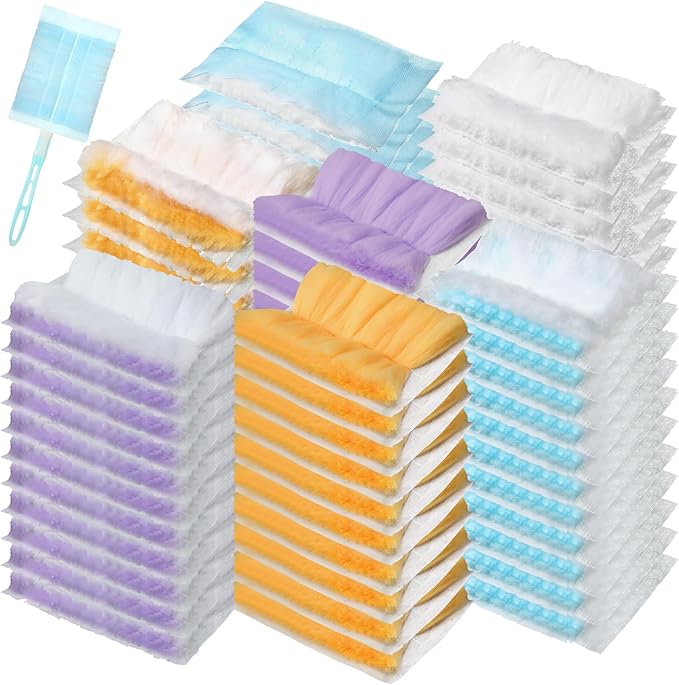 200 Pcs Disposable Dusters Refills Bulk Heavy Duty 180° Multi Surface Replacement Dusters for Cleaning Ceiling Fan with Microfibers Unscented (Bright Colors)