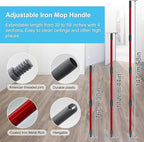 Spin Mop Handle, Mop Replace Heads, Scrubber Head and Base Replacement for O-Cedar EasyWring 1 Tank System, 2 Microfiber Mops Heads Replacements and 1 Scrub Brush, Use for Wet/Dry Hard Floor Cleaning