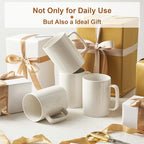 Jassceram Coffee Mugs Set of 6, 18 Ounce Porcelain Mugs for Latte, Hot Tea, Cappuccino, Cocoa and Milk, Ceramic Coffee Cups with Large Handle - Dishwasher & Microwave Safe, White