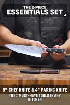 Dalstrong 2 Piece Set - Chef Knife 8 inch & Paring Knife 4 inch - Shogun Series ELITE - Damascus - Japanese AUS-10V Super Steel - G10 Black Handle - Razor Sharp - Full Tang Chef's Knife - Sheath