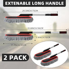 Tanlade 2 Pack Microfiber Car Duster Exterior Scratch Free with Extendable Handle Soft Car Duster Kit for Cleaning Dust Brush Set for Exterior Interior Cleaning Tools (Red Edge Gray)