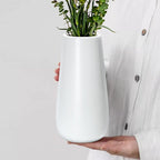 D'vine Dev 10 Inch White Elegant Oval Ceramic Vase for Flowers, Home Décor Vase with Design Box, VS-LD-B-4