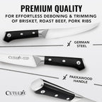 Cutluxe Curved Boning Knife – 6" Boning Knife for Meat Cutting, Filleting – High Carbon German Steel, Full Tang & Ergonomic Handle Design – Artisan Series