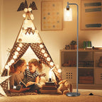 Floor Lamps for Living Room - Industrial Standing Lamp with Glass Shade, Modern Grey Floor Lamp with LED Bulb, Farmhouse Floor Lamp for Bedroom, Tall Lamp for Office - Grey