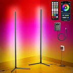 2Pack Corner Floor Lamp, Modern LED Corner Lamp with AC Adapter & APP & Remote Control, 16 Million Colors, 68+ Scene Modes, Music Sync, Ambient Lighting for Living Room, Bedroom, and Gaming Room