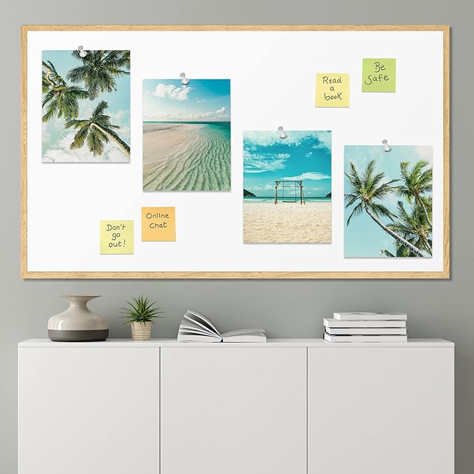 SIGNWIN Poster Bathroom Decor 8"x10"x 4, Wall Art Room Decor Multicolor for Living Room, Bedroom, Office White Topical Teal Sky Palm Tree Beach Ocean Seaside Nature Wilderness Realism Landscape