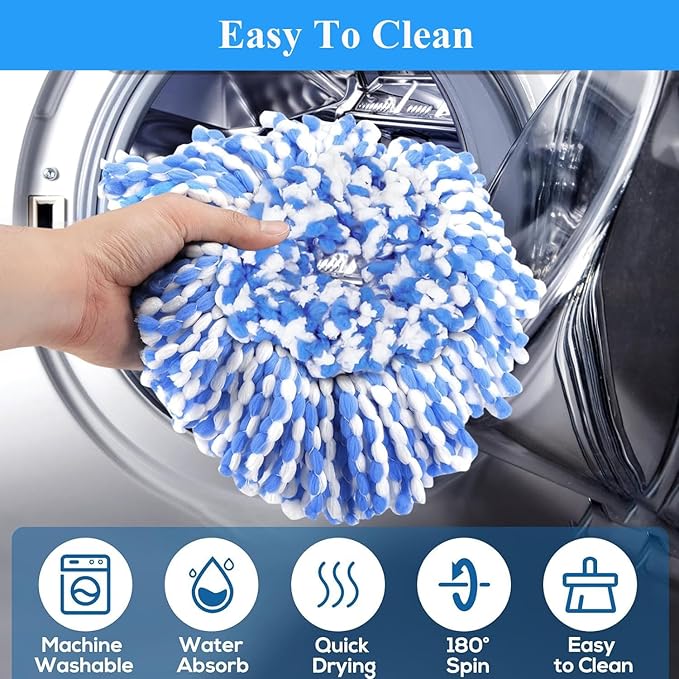 [5 Pack]Mop Heads Replacements, Spin Mop Replacement Head Deep Cleaning Machine Washable and Easy Replace,Spin Mop Refill Replacement Head 100% Microfiber,Mop Head Compatible with RinseClea