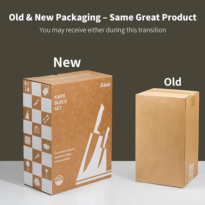 Alata 15-Piece Knife Set with Block, Razor-Sharp,Kitchen Knife Set, Forged Triple Rivet Stainless Steel Knife Block Set