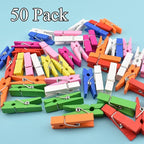 HAHIYO Colorful Wooden Clothes Pins Clothespins Small Do NOT Fall Apart 1.38 inches Length 50 Pack Sturdy Strong Springs No Rust No Discoloration for Laundry Bathroom Diy Craft photos Food Opened Bags