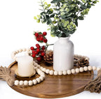 DECORKEY Farmhouse Wood Beads Garland, 2 Pack 58 Inch Wooden Beads for Boho Home Decor with Tassels, Rustic Country Decor for Coffee Table, Wall, Shelf, Tray, Vase, Living Room, Bedroom