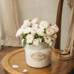 Rustic Ceramic Vase, 5.8 Inch Distressed Wide Mouth Vase with Ice Cracked Glazed, Farmhouse Vintage Flower Vases for Home Office Decor Living Room Bedroom Table Centerpiece Decorations