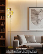 Lightdot 60IN Dimmable Gold Floor Lamp with 3 Glass Globe Mid Century Standing Lamps with 3Pcs 3000K Soft Warm White G9 Bulbs Stepless Brightness Adjustable Modern Tall Lamp for Bedroom Office