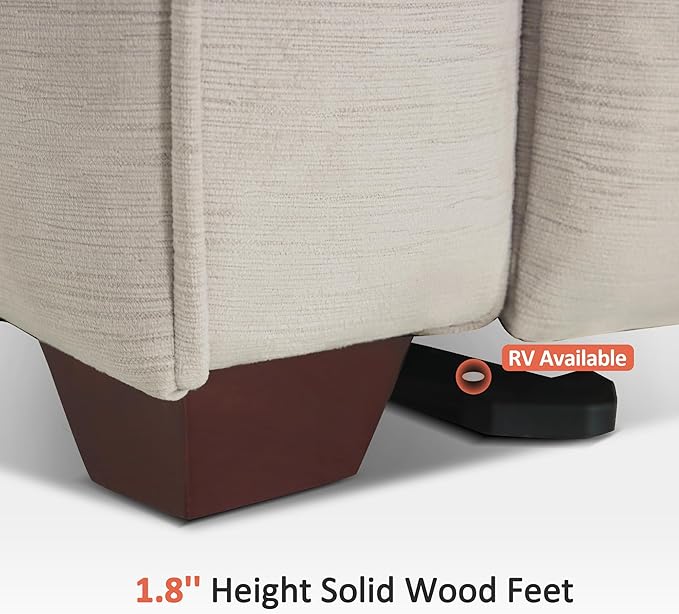 MCombo Zero Wall Recliner Loveseat, Power Recliner Loveseat with Adjustable Headrest, USB A & C Charge Ports, Wood Legs, for Living Room, RVs, Small Spaces (Fabric, ST258M1, Beige)