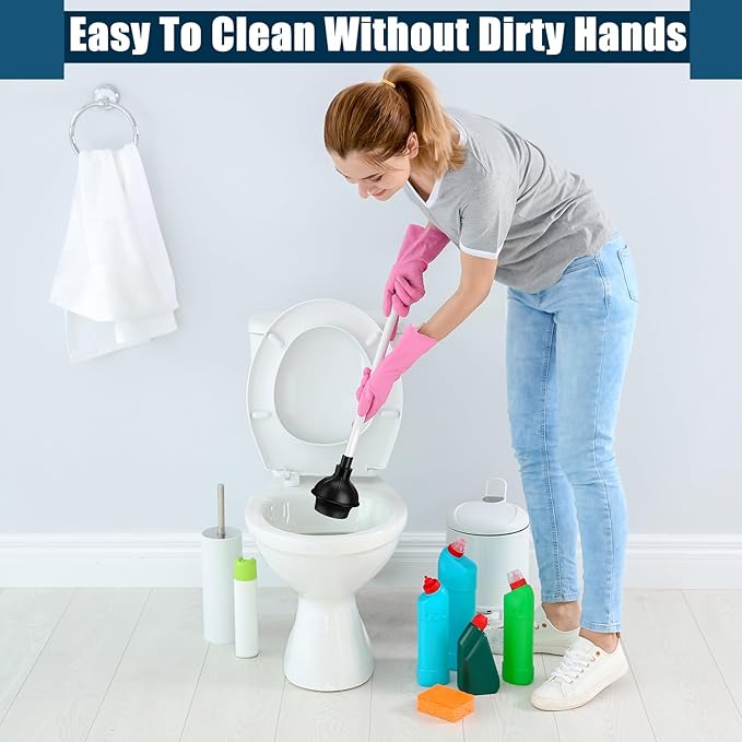 Hushee 4 Pcs Toilet Plunger Bulk Heavy Duty for Bathroom Double Thrust Force Cup Commercial Toilet Bowl Plunger Pump Clogged Solution for Bathroom Hotel Stores