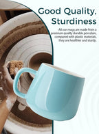 Teocera Ceramic Coffee Mug Set of 4-12 oz Coffee Mugs with Large Handles for Hot or Cold Drinks Like Latte, Cocoa, Tea or Juice - Smooth Ceramic, Dishwasher Safe, Turquoise