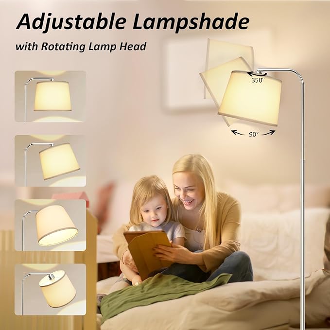 AKASUKI Floor Lamp for Living Room with 3 Color Temperatures, Foot Switch Standing Lamps for Living Room, Bedroom, Office, Arc Mordern Floor Lamp with 9W LED Bulb Included