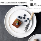 Amazon 6-Piece 10.5" White Dinner Plates Lightweight Round Plates, Simply Dessert Plate, Triple Layer Glass and Chip Resistant, for Microwave and Dishwasher Safe Scratch Resistant, Winter Frost White