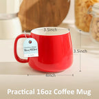 Teocera 16oz Ceramic Coffee Mugs Set of 4 – Stackable Latte Cups, Microwave, Dishwasher & Oven Safe – Ideal for Coffee, Cappuccino, Hot Chocolate, Housewarming Gifts, Red