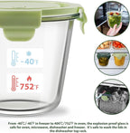 23oz Glass Meal Prep Containers with Lids, Airtight 3-Cup Glass Storage Containers Set, Heat-Resistant BPA-Free for Soup, Leftover, Microwave, Dishwasher, and Freezer Safe (6 Packs)