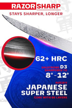 DALSTRONG Boning Knife - 8 inch - Shogun Series ELITE - Damascus AUS-10V Japanese Super Steel - Fillet Knife Gift - Meat Cutting, Carving, Bone, Trimming, Deboning - Black G10 Handle - Sheath Included