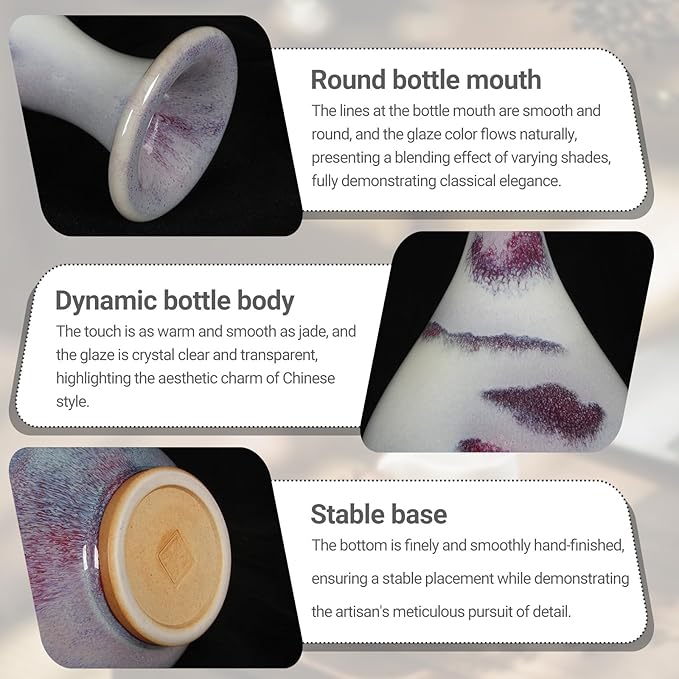 Ceramic Vase Living rRoom Home Decoration Ornament Hand-Painted Landscape Flower Vase Art Collectible (8.47x4.72in)