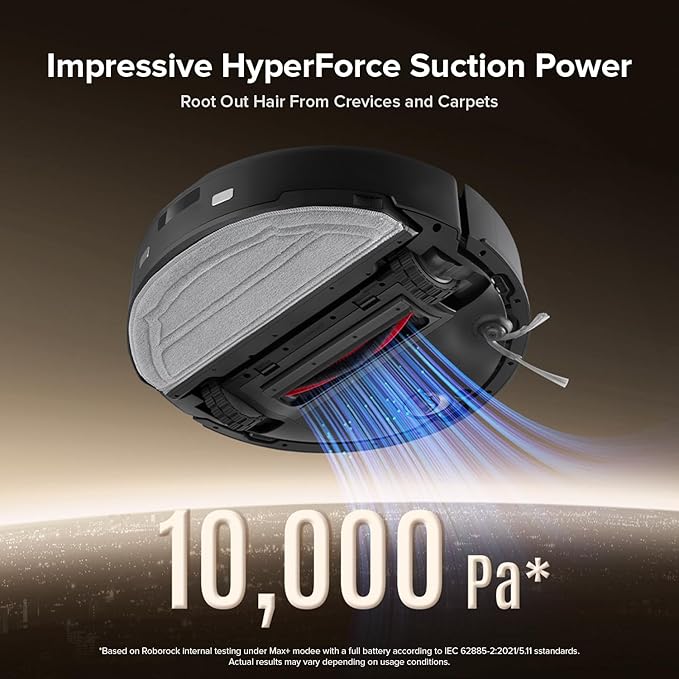 roborock Q10 X5+ Robot Vacuum and Mop, Self-Emptying, Hands-Free Cleaning for up to 7 Weeks, 10,000Pa Suction, Obstacle Avoidance, LiDAR Navigation, No-Go Zones, Black