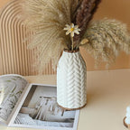 Modern Ceramic Vase for Living Room Bedroom 8.26'' Antique White Minimalist Farmhouse Rustic Unique Creative Fresh Flower Vase for Home Decor Office Centerpieces Fireplace Gift for Fake Plant