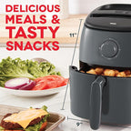 DASH Tasti-Crisp™ Express Air Fryer Oven, 2.6 Qt., Gray – Compact Air Fryer for Healthier Food in Minutes, Ideal for Small Spaces - Auto Shut Off, Analog, 1000-Watt