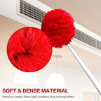 Ceiling Fan Cleaner Duster Reusable Microfiber Ceiling Fan Blade Cleaner Removable Duster with Extension Pole Adjusts 13 to 49.7 Inch for Cleaning Walls Bookshelves Furniture Door Window Top (Red)