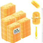 Duster Refills Compatible with Swiffer Duster, 360 Heavy Duty Multi Surface Duster Replacement with 1 Short Handle and 3FT Extenda Handle for Cleaning Furniture, Blind, Ceiling Fans(yellow-360-40pack)