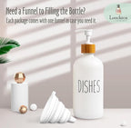 Dish White Glass Soap Dispenser with Plastic Pump, 16 Oz White Dish Soap Dispenser Set Refillable Reusable Apothecary Soap Pump Dispenser Bottles for Bathroom and Kitchen