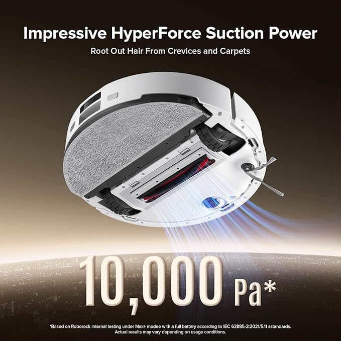 roborock Q10 X5+ Robot Vacuum and Mop Combo, Self-Emptying, 10,000Pa Suction, Obstacle Avoidance, LiDAR Navigation, Hands-Free Cleaning, No-Go Zones, Perfect for Carpet and Pet Hair, White