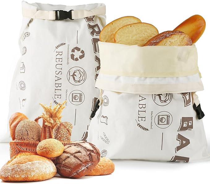 Reusable Bread Bags for Homemade Bread, Large Cotton Beeswax Bags, Sourdough Bag, Beeswax Bag, Sourdough Storage(2 Pack) Noblefuny