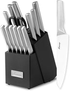 Kitchen Knife Set, Japanese Stainless Steel Knife Block Set with Built-in Sharpener, Sharp Knives with Non-slip Ergonomic Handle - Dishwasher Safe, Home Essential Gifts