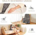 Electric Heated Blanket Twin Size 62"x84" - Flannel & Sherpa Fabric Dual-Sided, 6 Heat Settings & 10 Hours Auto Off, Soft & Cozy Warming Throw for Home, Office, or Bed, Machine Washable, Light Gray