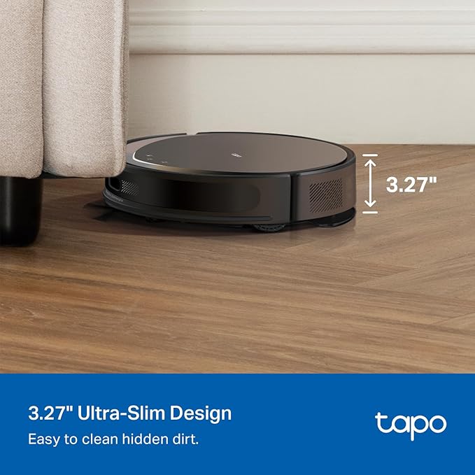 Tapo Ultra-Slim LiDAR Smart Navigation Robot Vacuum and Mop with Self-Emptying Dock, 5300Pa Max, 97%+ Dust Pickup Rate, Self-Charging, Compatible with Alexa & Google Home, RV20 Max Plus