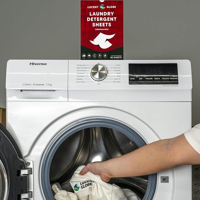 Laundry Detergent Sheets - Pre-Measured Laundry Sheets - Powerful Stain Removal - Gentle on Skin & Fabrics - Works in All Washers - Convenient. (Christmas Spice - 80 Sheet Pack)