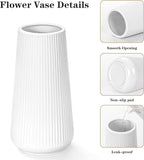 White Ceramic Vase, GUKJOB Small Cute Flower Vase for Pampas Grass, Home, Living Room, Dining Table, Farmhouse, Office Decor, Bedroom, Table, and Kitchen Shelf (White- 2PCS)