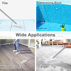 Floor Scrub Brush with Long Handle 54''- Stiff Bristle 2 in 1 Shower Scrubber with Squeegee Cleans Kitchen, Wall, Tile, Grout, Tub and Carpet, Brush Broom Scrubbing Garage, Patio Deck