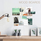 50 Pack Mini Self Adhesive Clips for Pictures - White Wood Clip Photo Holders for Wall, Poster Hanger, Photo Cards Hanging Display Board & Picture Boards, Artwork Photos Holders Card Room Decor