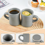 11oz Ceramic Coffee Mug set Stoneware Coffee Cups Set for Restaurant, Diner, Farmhouse, Coffee Shop, Home set of 6(Gray)