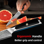 Sunnecko Paring Knife 5 Inch, Small Kitchen Knife with VG10 Damascus Steel Utility Knife with Solid Handle Fruit Knife Perfect for Cutting Fruit and Vegetables Peeling Knife with Gift Box Petty Knife