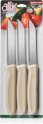 Alfi All-Purpose Knives Aerospace Precision Pointed Tip - Home And Kitchen Supplies - Serrated Steak Knives Set | Made in USA (Ash)