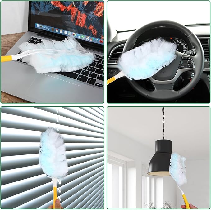 Duster Refills,Static Dust Removal Brush Disposable Dusting Head Compatible with Swiffer Duster Refills for Electronics, Furniture, Blinds, Ceiling Fans (Yellow, 18 PCS)